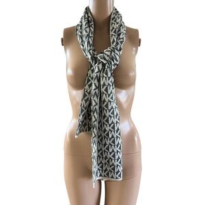 Michael Kors Scarf  Gray And Tan MK Monogram Logo 62 X 10”